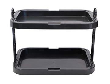 APS 9204 Buffetvitrine „Doppeldecker“ – 2 beidseitig aufklappbare, transparente Rolltophauben, 2 Edelstahl-Tabletts, 4 Kühl-Akkus, platzsparend lagerbar – Made in Germany, Schwarz - 6