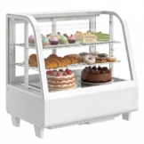Upstreman Kühlvitrine 100L, Vitrine für Kühlschränke, Kühltheke 2-10°C, LED-Beleuchtung, 2 Verstellbare Ablagen, für Café, Bäckerei, Tortenvitrine, CD101-Weiß - 1