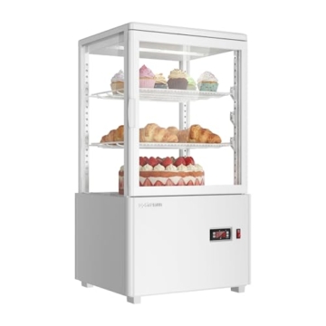 Upstreman Kühlvitrine 58L, Vitrine für Kühlschränke, Kühltheke 2-10°C, LED-Beleuchtung, 2 Verstellbare Ablagen, für Café Bäckerei, Tortenvitrine, CD58-Weiß - 1