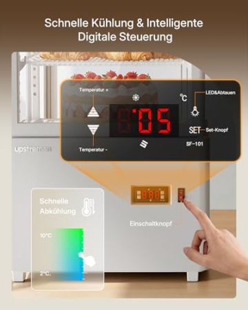 Upstreman Kühlvitrine 58L, Vitrine für Kühlschränke, Kühltheke 2-10°C, LED-Beleuchtung, 2 Verstellbare Ablagen, für Café Bäckerei, Tortenvitrine, CD58-Weiß - 5